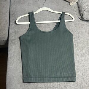 a new day Ribbed Tank Top - Forest Green